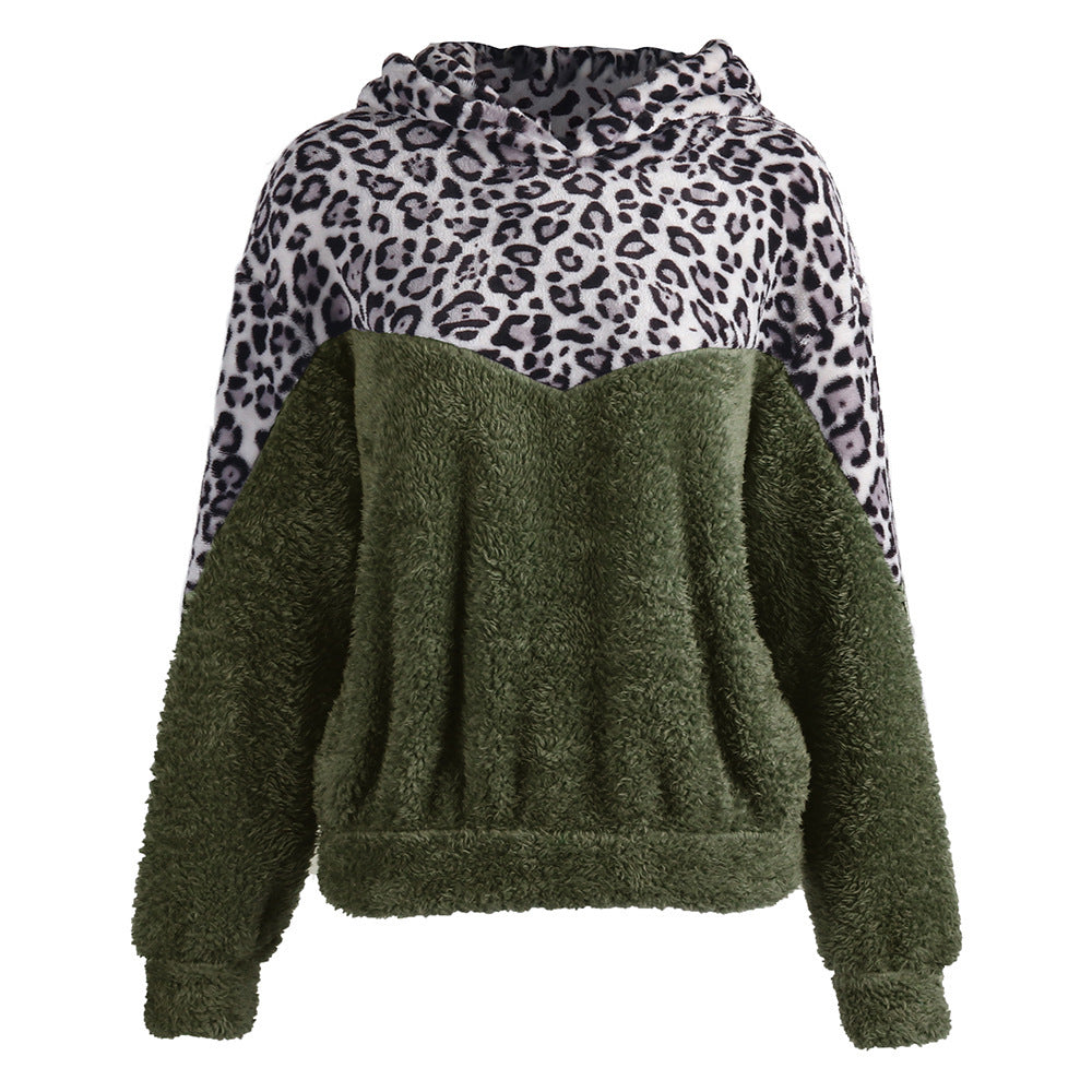 Damens Bekväm Teddy-tröja med huva och leopardmönster Eva Jonsson-Eva Jonsson