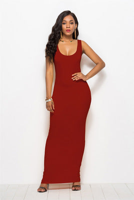 Damens Bodycon Maxiklänning med djup U-ringning och figurnära passform Mirla-Eva Jonsson