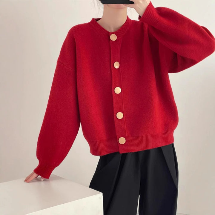 Damens Cardigan med Bekväm Passform och Eleganta Knapppdetaljer Eva Jonsson-Eva Jonsson