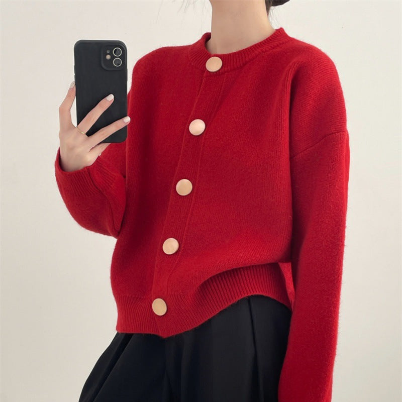 Damens Cardigan med Bekväm Passform och Eleganta Knapppdetaljer Eva Jonsson-Eva Jonsson