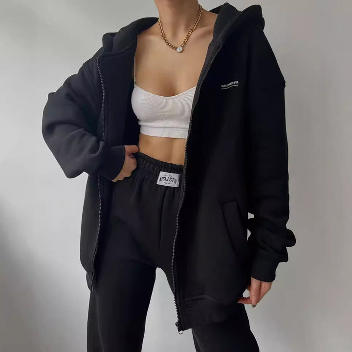 Damens Casual Oversized Hoodie med Hel dragkedja och Praktiska Kängurufickor Mirla-Eva Jonsson