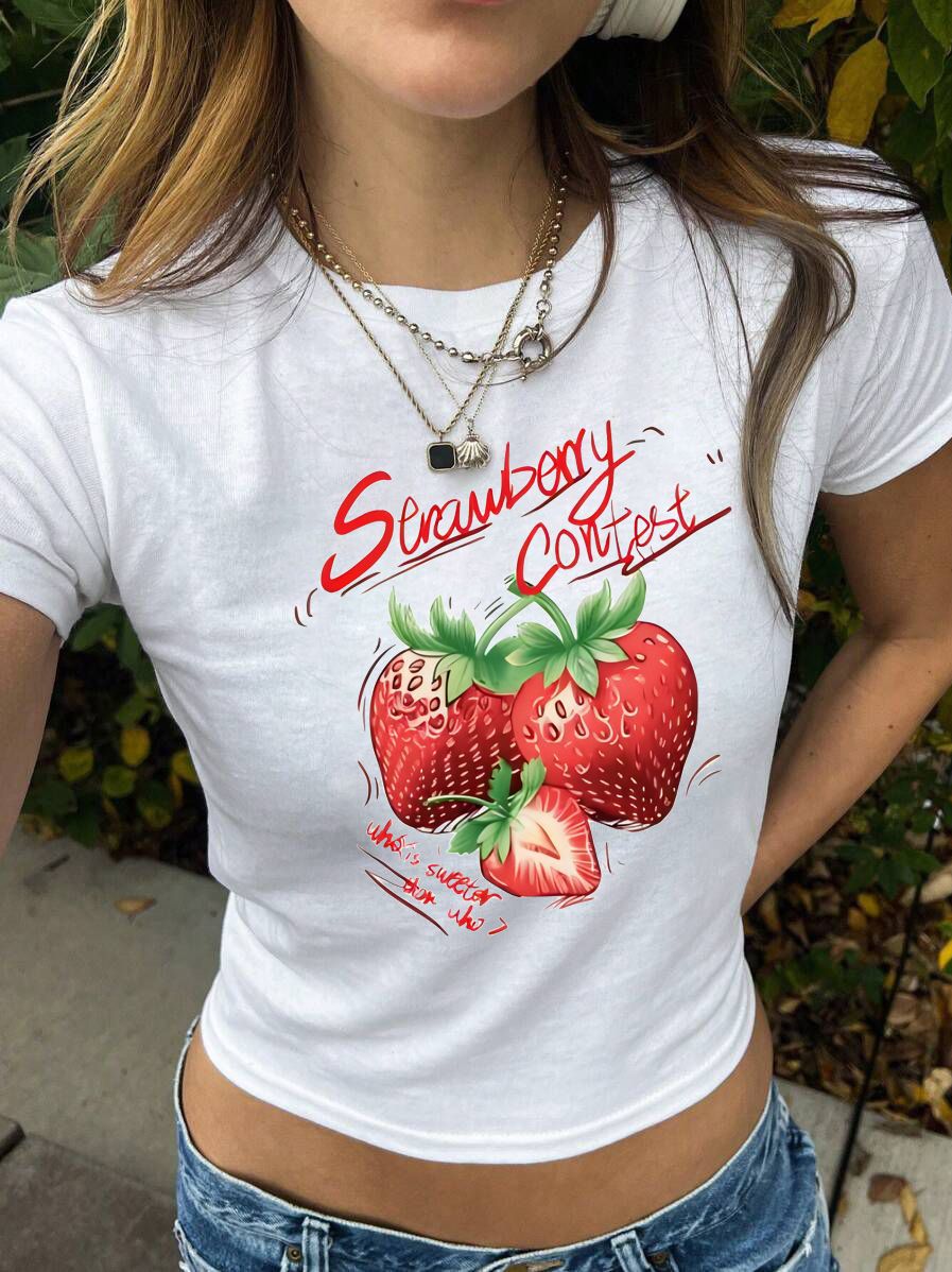 Damens Crop-T-shirt med konstnärligt statementtryck Mirla-Eva Jonsson