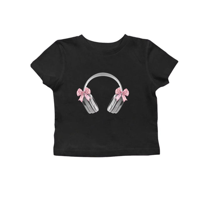 Damens Crop-T-shirt med konstnärligt statementtryck Mirla-Eva Jonsson