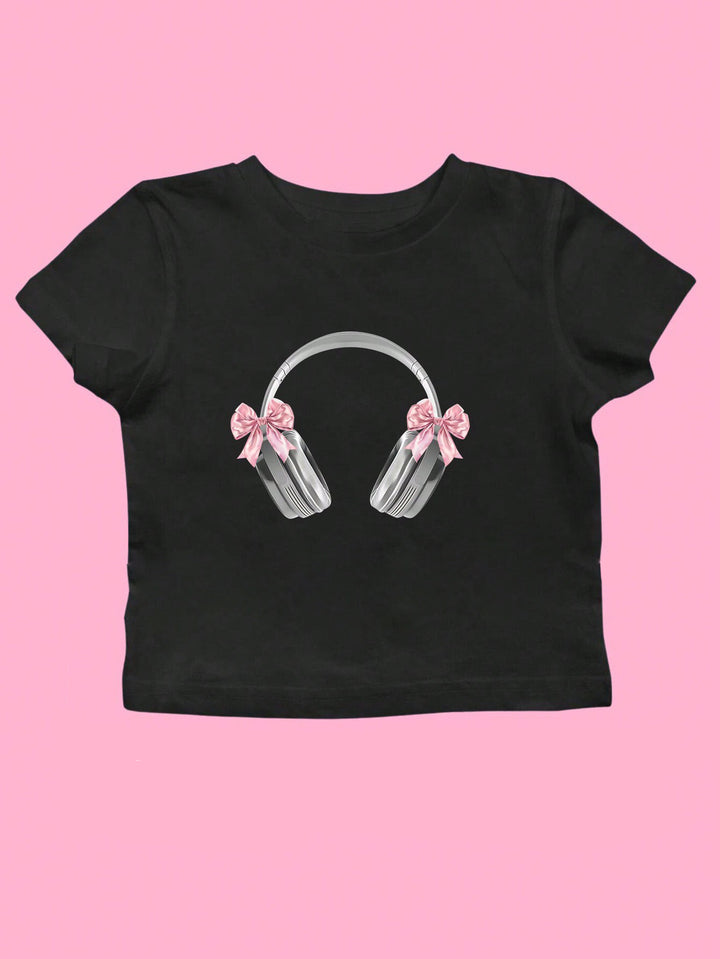 Damens Crop-T-shirt med konstnärligt statementtryck Mirla-Eva Jonsson
