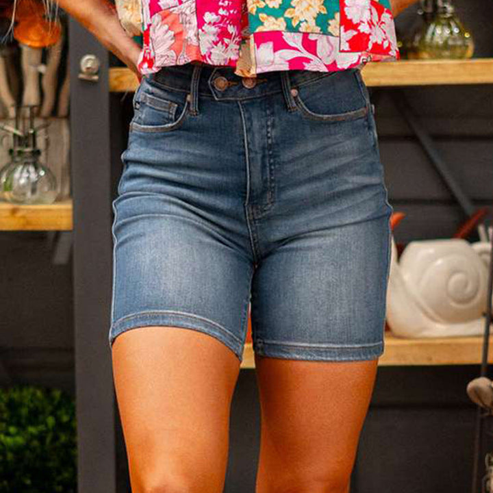 Damens Denimshorts med Hög Midja och Figurformande Snitt Mirla-Eva Jonsson