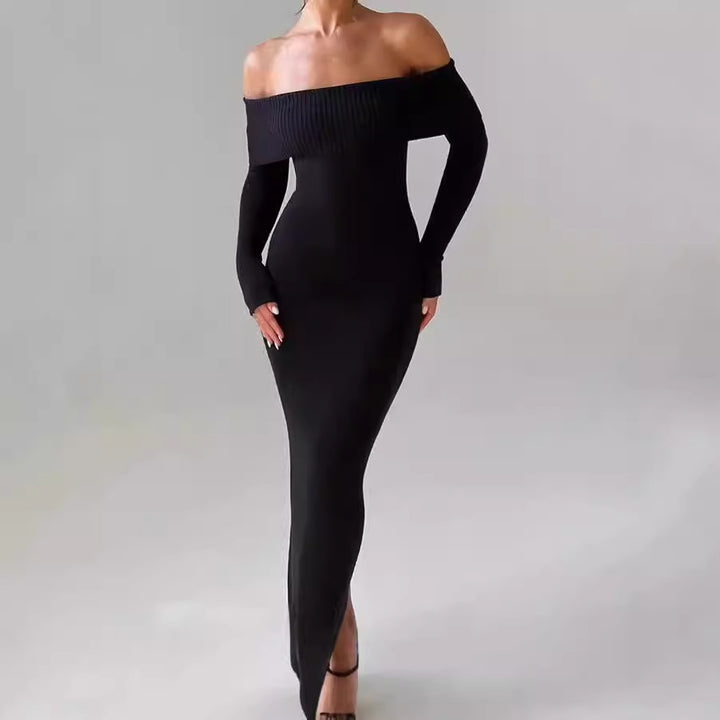 Damens Figurbetonat Off-Shoulder Maxiklänning med långa ärmar Mirla-Eva Jonsson