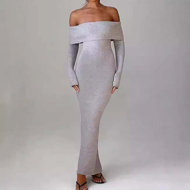 Damens Figurbetonat Off-Shoulder Maxiklänning med långa ärmar Mirla-Eva Jonsson