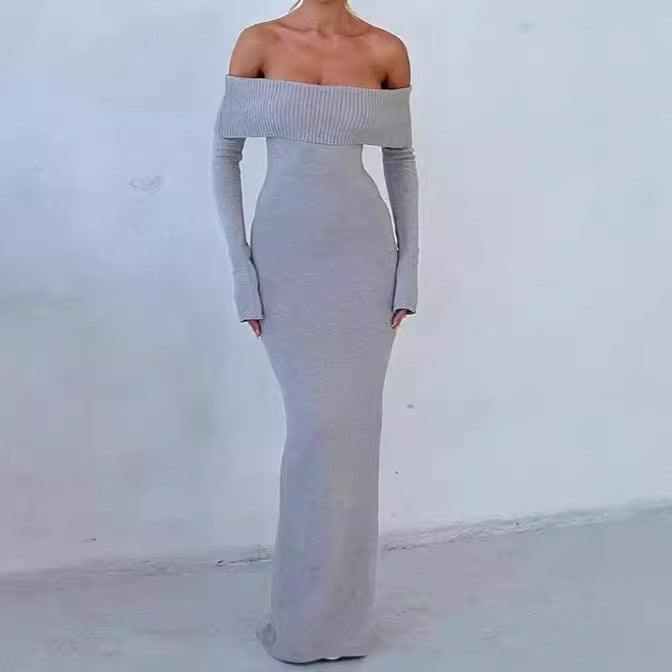 Damens Figurbetonat Off-Shoulder Maxiklänning med långa ärmar Mirla-Eva Jonsson