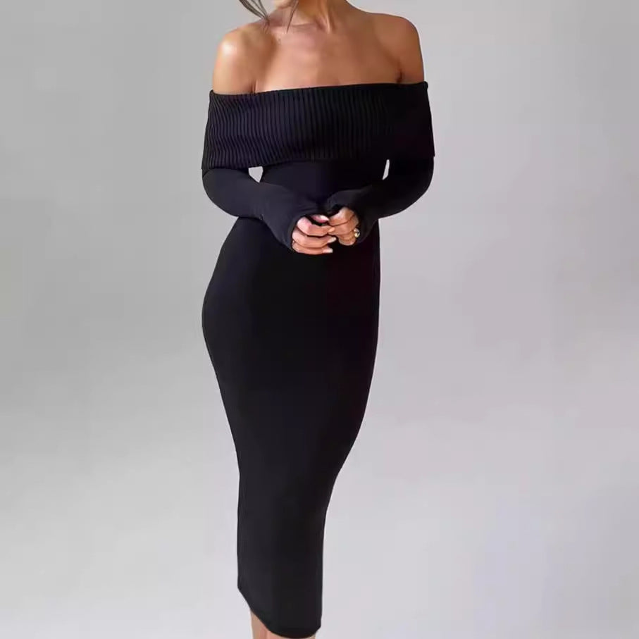 Damens Figurbetonat Off-Shoulder Maxiklänning med långa ärmar Mirla-Eva Jonsson