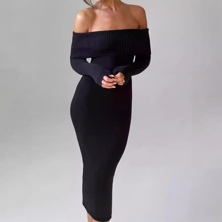 Damens Figurbetonat Off-Shoulder Maxiklänning med långa ärmar Mirla-Eva Jonsson