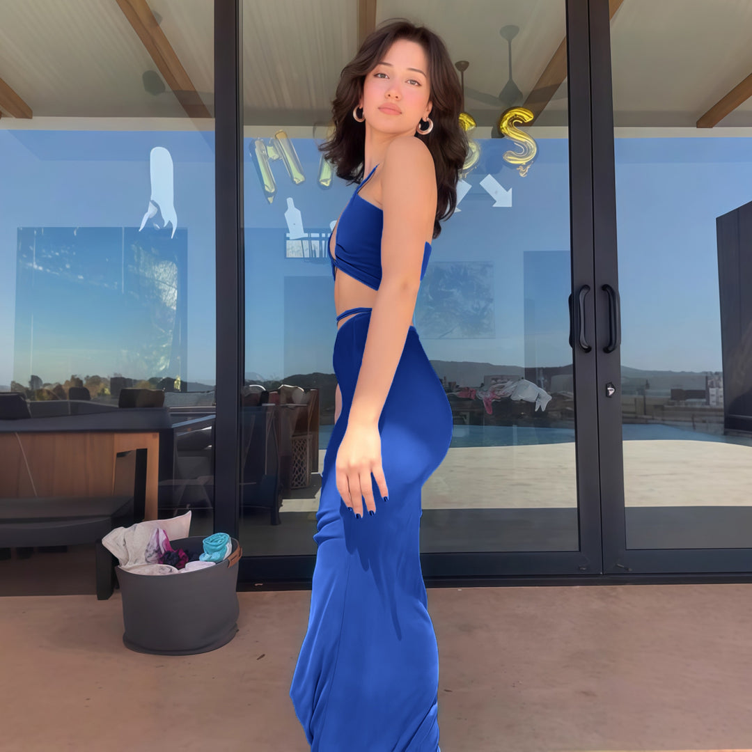 Damens Figurbetontes Maxikleid mit transparenten Einsätzen und Raffung Mirla-Eva Jonsson