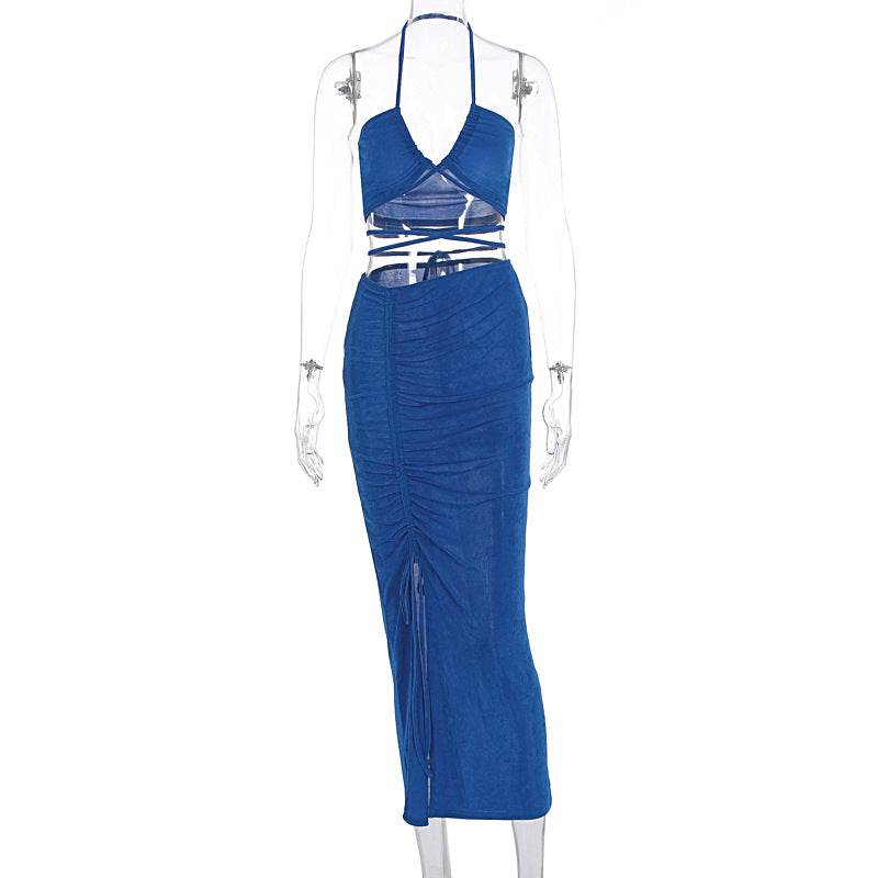 Damens Figurbetontes Maxikleid mit transparenten Einsätzen und Raffung Mirla-Eva Jonsson