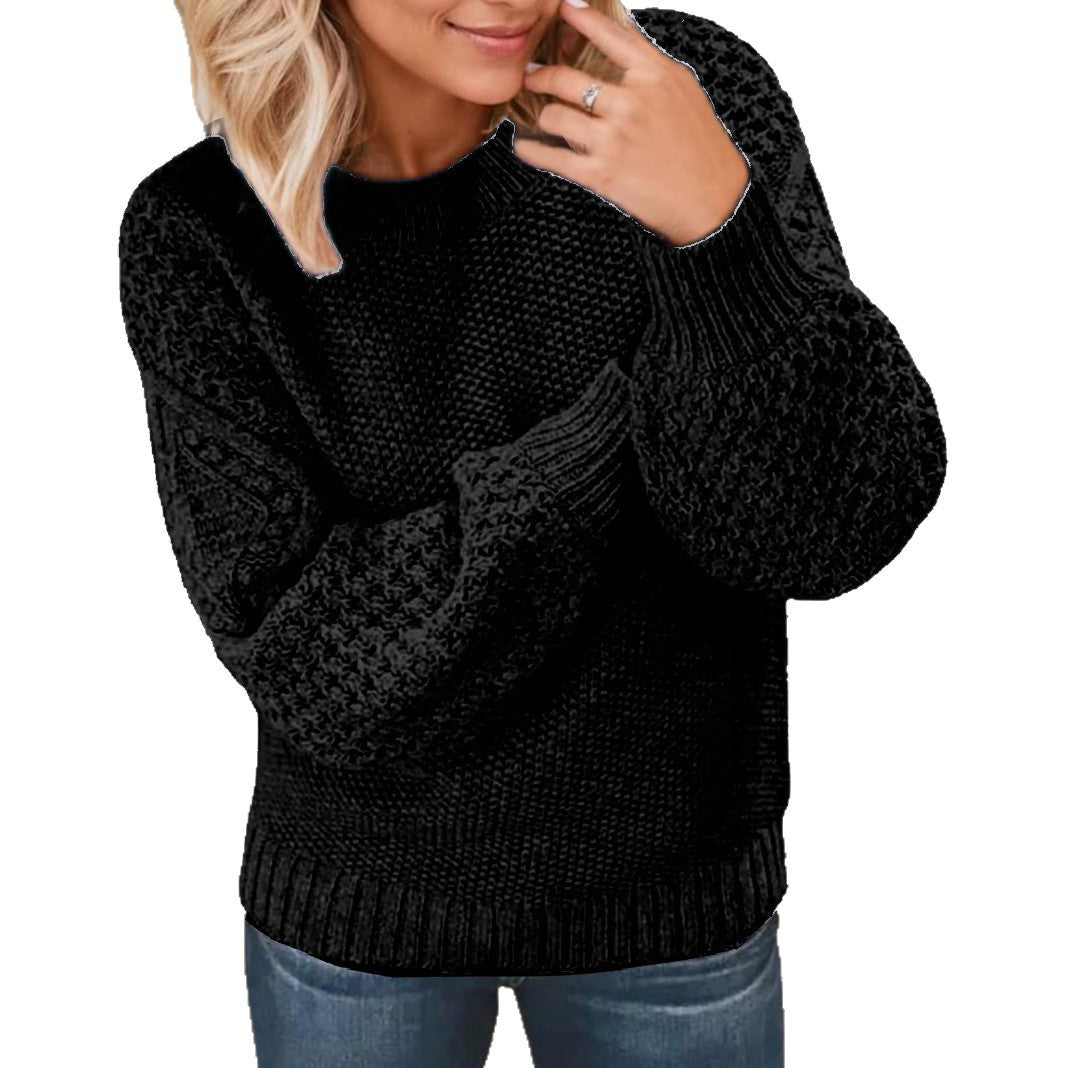 Damens Grov Stickad Tröja med voluminösa ärmar och unik textur Eva Jonsson-Eva Jonsson