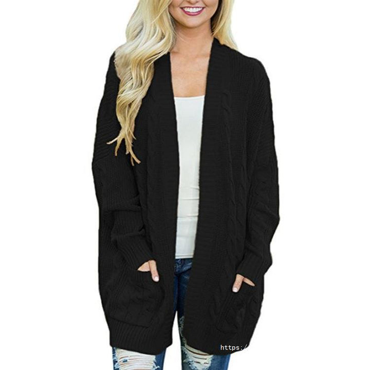 Damens Grovstick Cardigan med Djupa Fickor och Elegant Struktur Mirla-Eva Jonsson