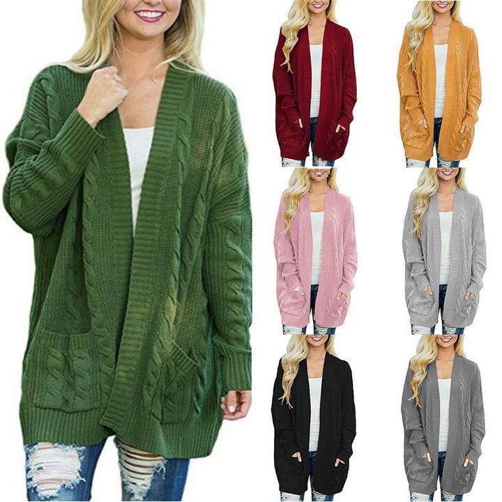 Damens Grovstick Cardigan med Djupa Fickor och Elegant Struktur Mirla-Eva Jonsson
