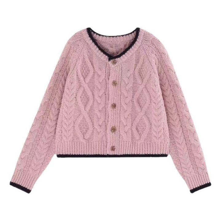 Damens Grovstickad Cardigan med Elegant Flätmönster Mirla-Eva Jonsson