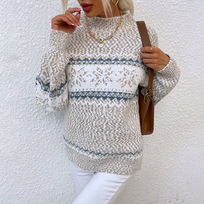 Damens Kuschlig Oversized-Tröja med julmotiv och hög krage Mirla-Eva Jonsson