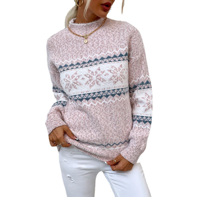 Damens Kuschlig Oversized-Tröja med julmotiv och hög krage Mirla-Eva Jonsson