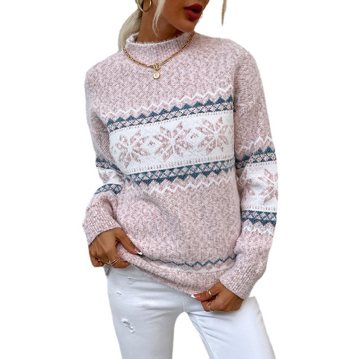 Damens Kuschlig Oversized-Tröja med julmotiv och hög krage Mirla-Eva Jonsson