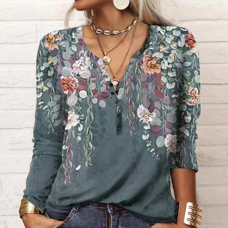 Damens Långärmad Casual Shirt med Lekfullt Mönster Eva Jonsson-Eva Jonsson