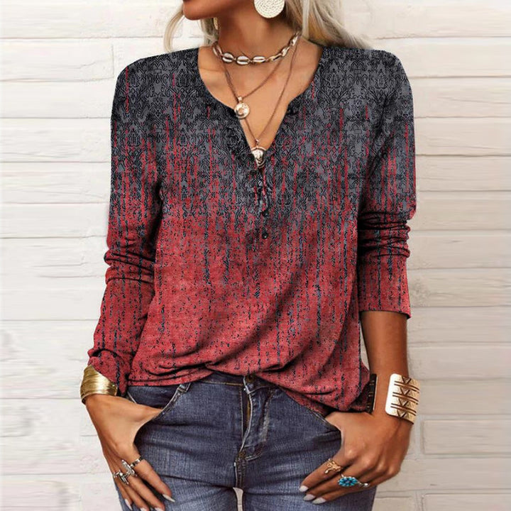 Damens Långärmad Casual Shirt med Lekfullt Mönster Eva Jonsson-Eva Jonsson