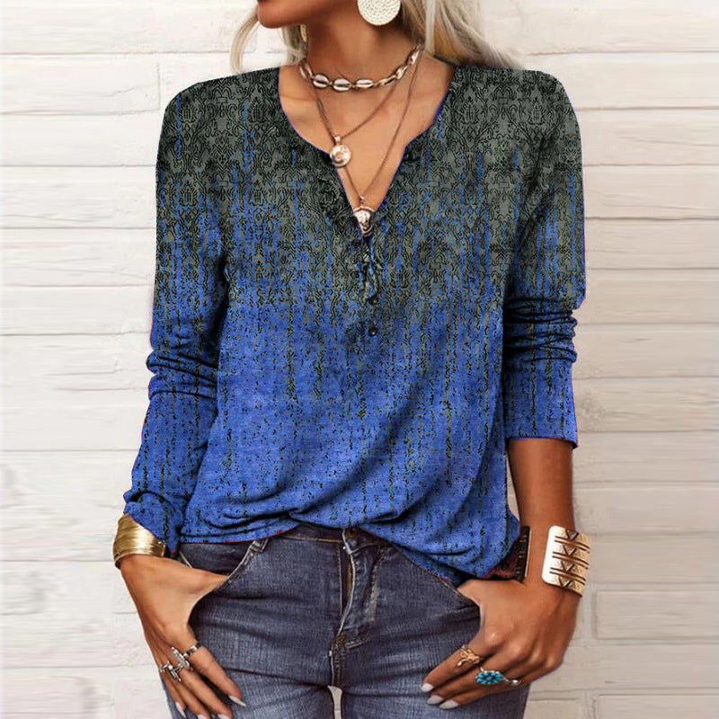 Damens Långärmad Casual Shirt med Lekfullt Mönster Eva Jonsson-Eva Jonsson