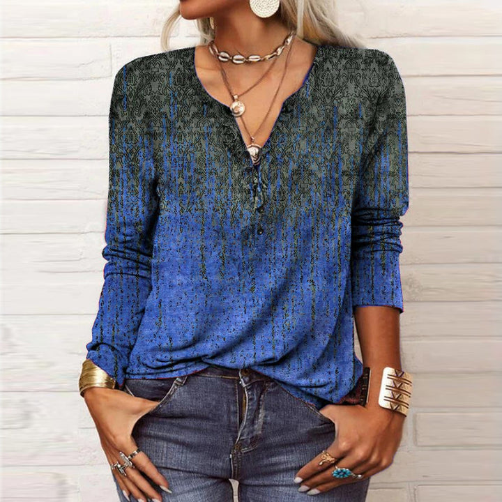 Damens Långärmad Casual Shirt med Lekfullt Mönster Eva Jonsson-Eva Jonsson