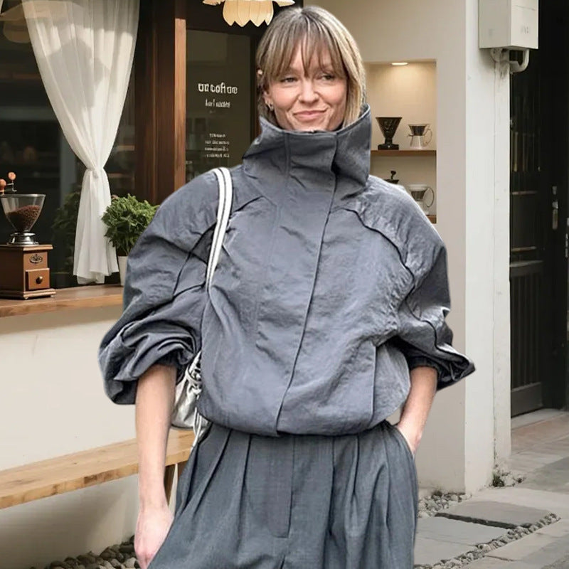 Damens Lätt Utility-Jacka med hög ståkrage och avslappnad passform Mirla-Eva Jonsson