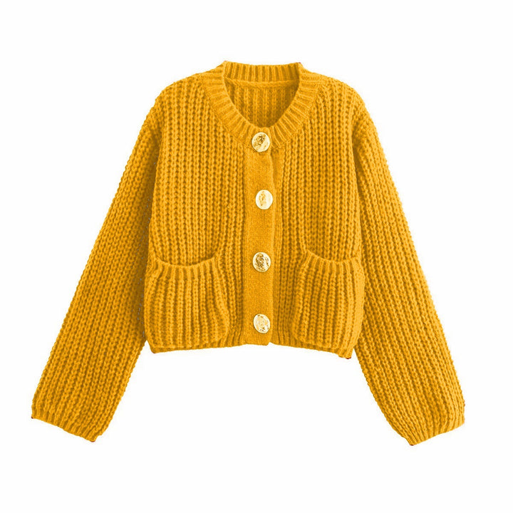 Damens Mode cardigan med stora knappar och praktiska fickor Mirla-Eva Jonsson