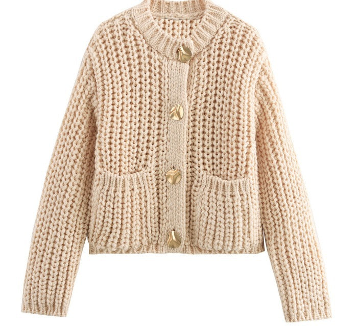 Damens Mode cardigan med stora knappar och praktiska fickor Mirla-Eva Jonsson
