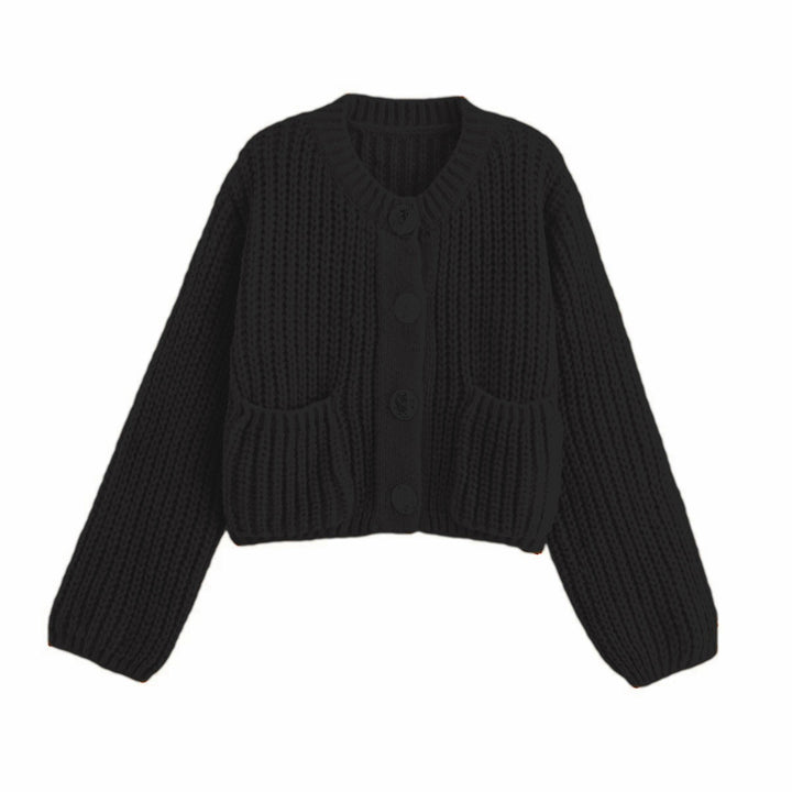 Damens Mode cardigan med stora knappar och praktiska fickor Mirla-Eva Jonsson