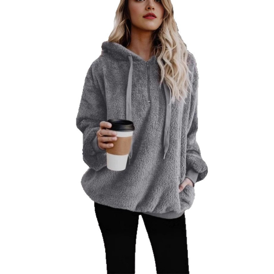Damens Oversized Fleece Hoodie med bekväma fickor och dragsko Mirla-Eva Jonsson