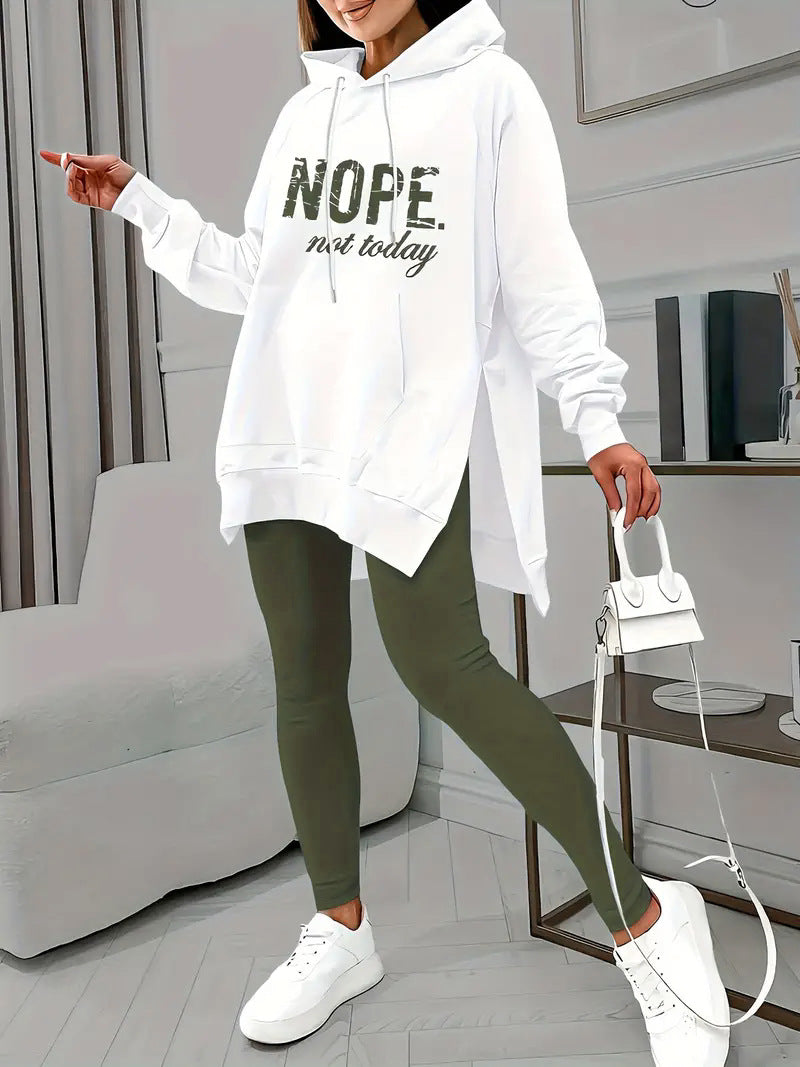 Damens Oversized Huvtröja med kreativt tryck och avslappnad passform Mirla-Eva Jonsson