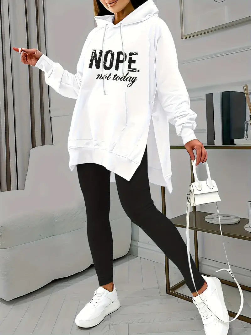 Damens Oversized Huvtröja med kreativt tryck och avslappnad passform Mirla-Eva Jonsson