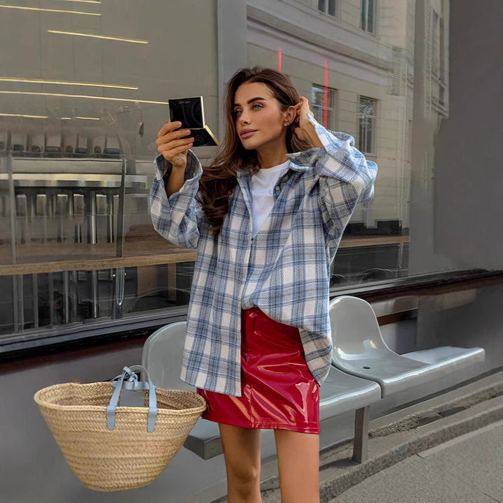Damens Oversized Rutskjorta Mirla-Eva Jonsson