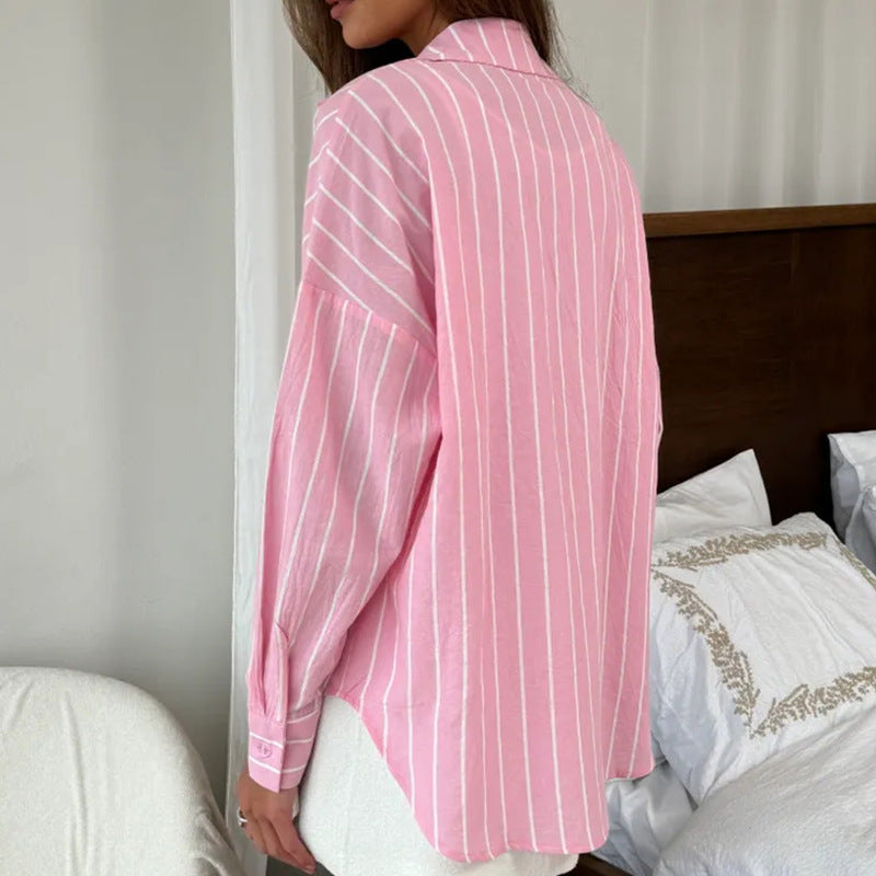Damens Oversized Skjorta med fina ränder Mirla-Eva Jonsson
