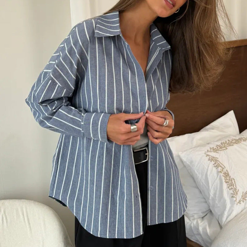 Damens Oversized Skjorta med fina ränder Mirla-Eva Jonsson