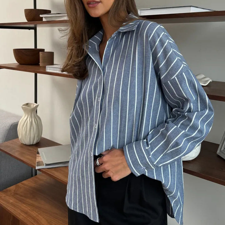 Damens Oversized Skjorta med fina ränder Mirla-Eva Jonsson