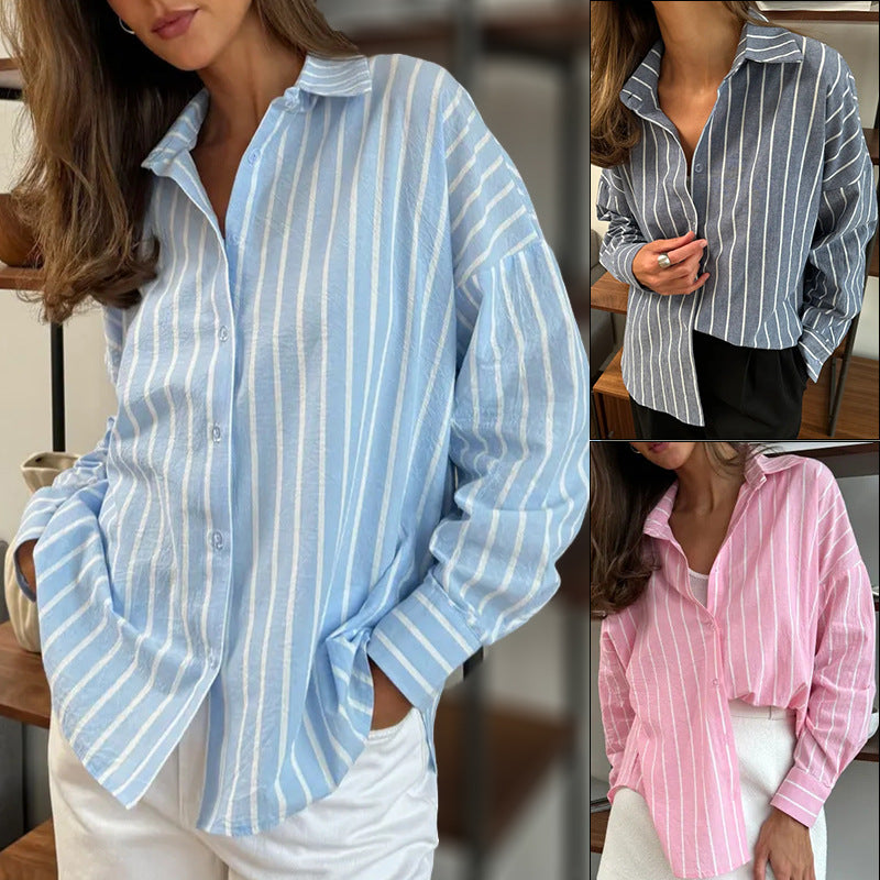 Damens Oversized Skjorta med fina ränder Mirla-Eva Jonsson