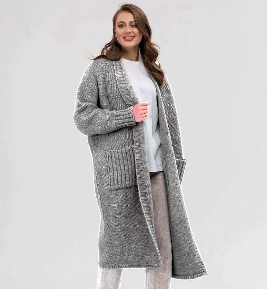Damens Oversized Stickmantel Eva Jonsson-Eva Jonsson