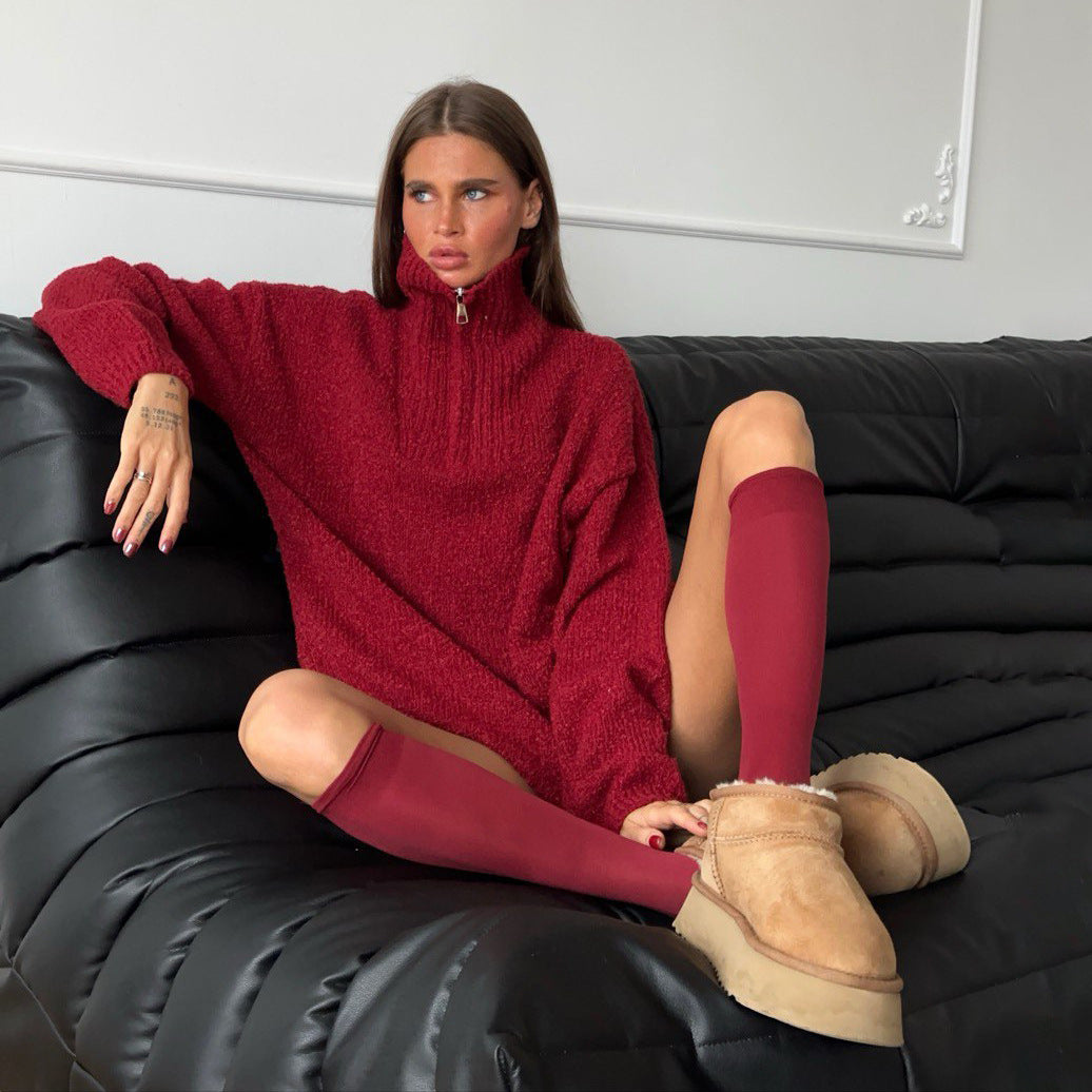 Damens Oversized Tröja med hög krage och dragkedja Mirla-Eva Jonsson