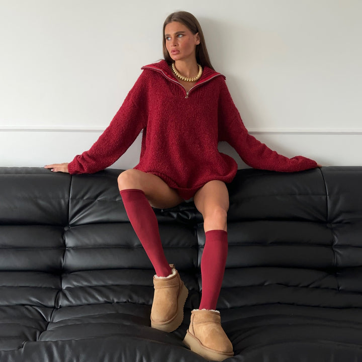 Damens Oversized Tröja med hög krage och dragkedja Mirla-Eva Jonsson