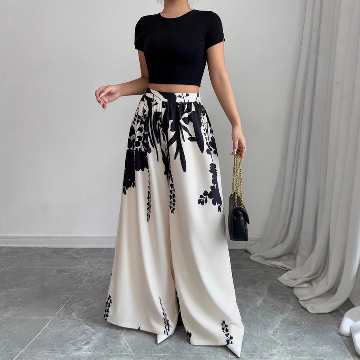 Damens Vid, blommönstrad Palazzo-byxdress Set Mirla-Eva Jonsson