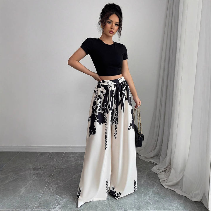 Damens Vid, blommönstrad Palazzo-byxdress Set Mirla-Eva Jonsson