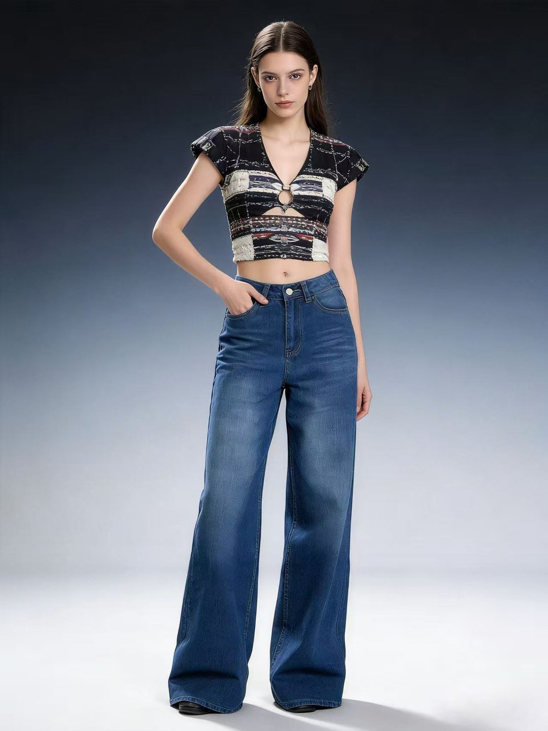 Damens Weit geschnittene High-Waist Jeans mit raffinierter Taillierung Mirla-Eva Jonsson