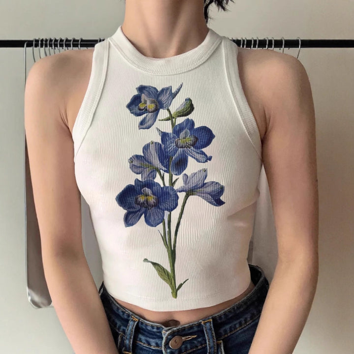 Damens ärmlös topp med blommigt broderidesign Mirla-Eva Jonsson