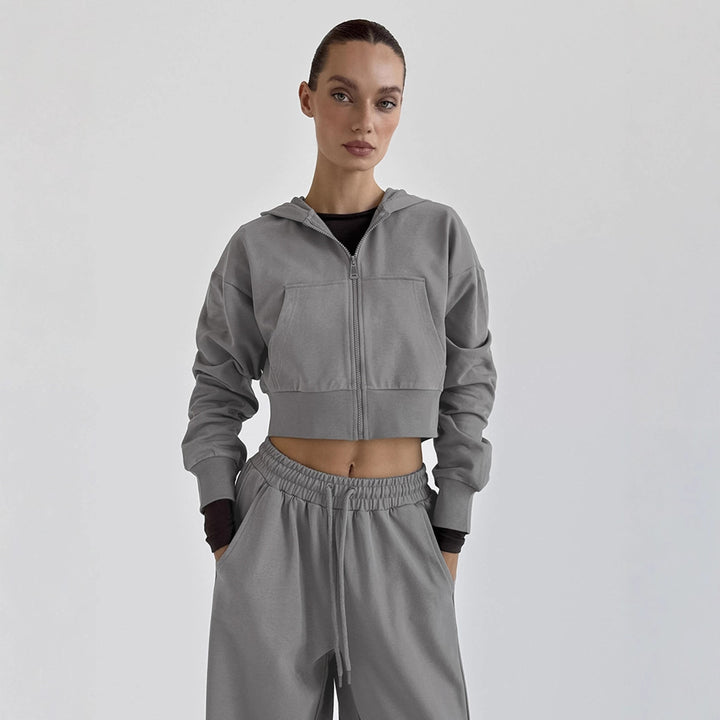 Damens avslappnad crop-top och vida hög midja byxor set Mirla-Eva Jonsson