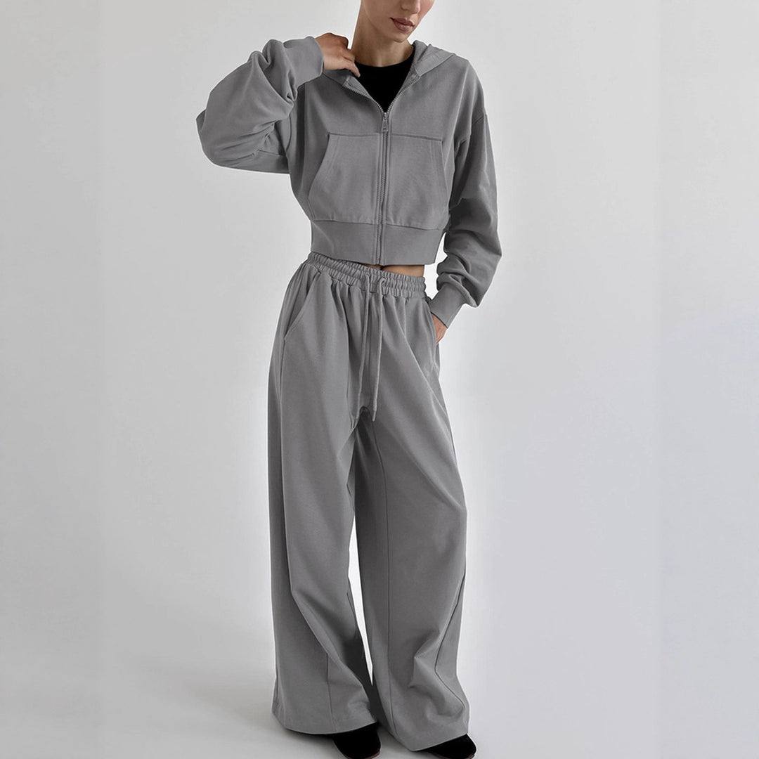 Damens avslappnad crop-top och vida hög midja byxor set Mirla-Eva Jonsson