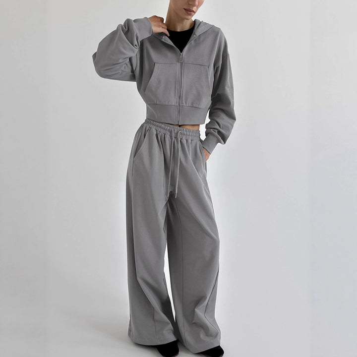 Damens avslappnad crop-top och vida hög midja byxor set Mirla-Eva Jonsson