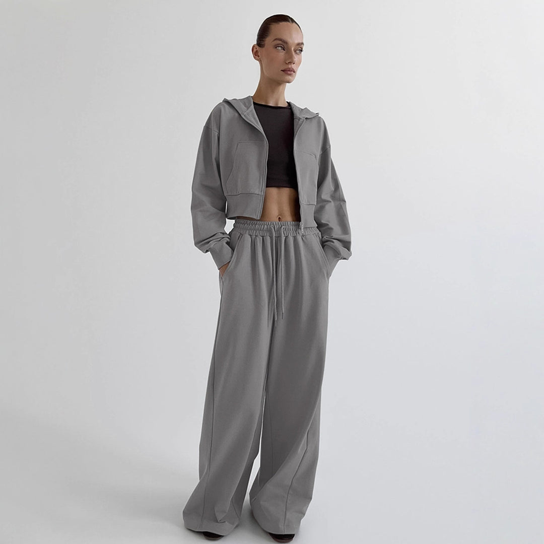 Damens avslappnad crop-top och vida hög midja byxor set Mirla-Eva Jonsson